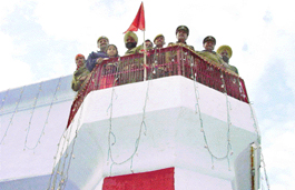 Members of the Sewa Dal at the Jayanti Majri temple during the annual fair.