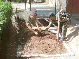 Jawans of AD Brigade camp work on a vermicompost pit in Chandimandir.