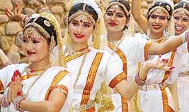 Students of the Government Polytechnic for Women, Sector 10, Chandigarh, perform at the annual function 