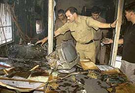 This is what remains of the computer centre at the State Bank of Patiala, Sector 26, Chandigarh, after a fire broke out at the place