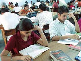 Students engrossed in their studies at A C Joshi Library of Panjab University