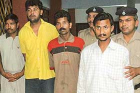 The four accused charged with murder in the custody of police in Sector 31 police station I, Chandigarh