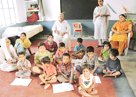 Inmates of Shishu Seva Sadan with their caretakers. 