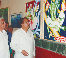 Dr A. K. Walia, Minister of Finance and Urban Development, and Dr Narendra Nath, Chairman, Trans-Yamuna Development Board, visit the socio-cultural hub, constructed by the Delhi State Industrial Development Corporation, to be inaugurated on Sunday by the Delhi Chief Minister in the Capital. 