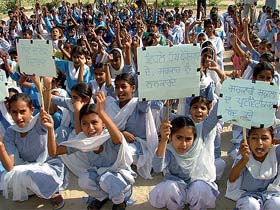Students protest against the proposed privatisation of government schools