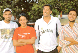 Bipul Sharma, Bagheswar Bisht, Sukwinder Bawa (coach) and Gaurav Gupta after a practice session in Chandigarh 
