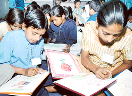 Children display creative skills at Srijan workshop at Dev Samaj College of Education, Sector 36, Chandigarh, 