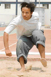 A visually impaired athlete in action during the 2nd North Zone Athletic Meet in Ludhiana on Monday
