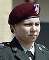 US Army PFC Lynndie England leaves a court martial hearing at Ford Hood, Texas, on Monday