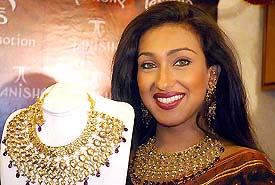 Bengali cine actress Rituparna Sengupta unveils a new line of brand jewellery in Kolkata on Wednesday
