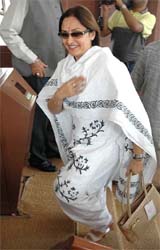 Bollywood veteran star and Samajvadi Party MP Jaya Parda arrives at Parliament House
