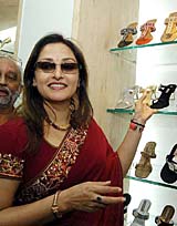 Bollywood actress and Samajwadi MP Jaya Prada inaugurates a shoe store in Bangalore on Friday.