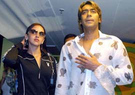 Bollywood star Ajay Devgan and actress Esha Deol