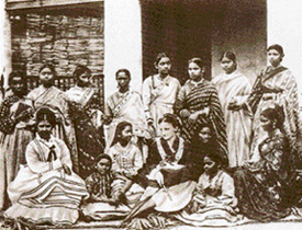 Annette Akroyd with the students of Hindu Mahila Vidyalaya, 1875. From Henry Beveridges India Called Them: 1947