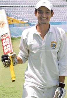 Sumit Dhiman of Chandigarh District, who scored 127 not out in the ongoing under-17 ML Markan Inter-District Tournament at PCA Stadium in Mohali.
