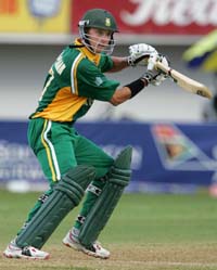 South Africa batsman Boeta Dippenaar plays a stroke during the second one-day international match against the West Indies at Sabina Park in Kingston