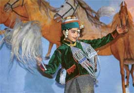 A girl performs Kinnauri dance at the ABVPs cultural function on the Himachal Pradesh University campus in Shimla on Tuesday
