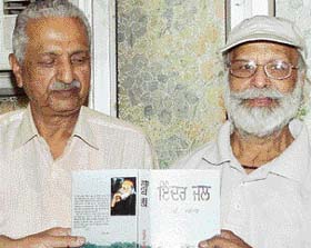The Director of the Haryana Punjabi Academy, Mr C.R. Moudgil, releases the book of Nadeem Parmar in Chandigarh