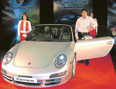 Porsche 911 Carrera Cabriolet is displayed during its launch in New Delhi on Thursday.