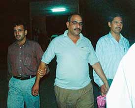 Head Constable Husan Lal of Mani Majra police station in the custody of the CBI sleuths after his arrest on Thursday evening in Chandigarh. 
