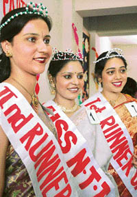 Winners of Miss NTT Beauty Contest held at DAV Senior Secondary School, Sector 15, Chandigarh, on Thursday. 