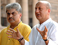 Former Censor Board chief and actor Anupam Kher along with Ashok Pandit addressing media persons