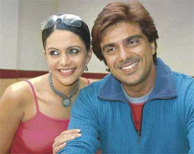 Mandira Bedi with actor Samir Soni in Chandigarh
