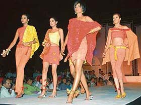 Top fashion models exhibit the collection of graduating students of NIIFT, Mohali, on Saturday at Kalagram, Chandigarh
