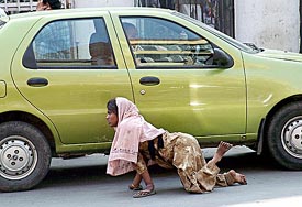 Despite the country's tirade against polio, a hapless polio victim struggles to crawl through her routine difficulties in Jammu