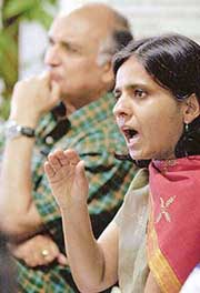 Tiger Task Force chairperson Sunita Narayan talks to the media in New Delhi on Thursday.