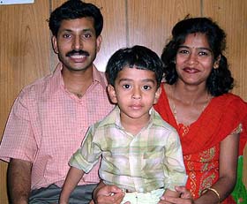 Harsh Kumar Varshney with his parents in Bathinda