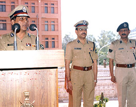 On the occasion of Anti-Terrorist Day, ITBP Director-General S. K. Kain administering the oath to his forces against terrorism