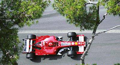 German Formula One driver Michael Schumacher of Ferrari drives his car during a training session in Monte Carlo for the Monaco Grand Prix on Saturday