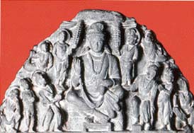 Buddha and other divinities, 3rd century AD.
