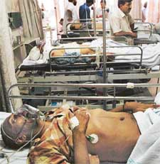 Victims of the accident, which took place near Tanda, being treated at the CMC Hospital in Ludhiana