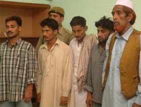 Five accused, including three Indians, who were arrested by Customs officials for carrying fake currency, in Amritsar