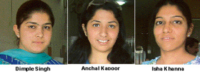 From left to right: Dimple Singh, Anchal Kapoor and Isha Khanna