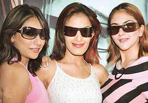 Models display the latest collection of sunglasses launched by Himalaya Opticals in Jalandhar on Wednesday. 