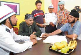 Jasraj Bhatti  during the shooting of comedy film in Mohali on 