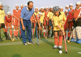 A training session in progress at the Maharaja Ranjit Singh Hockey Academy in Amritsar.