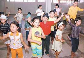 Children take part in a dance workshop at Punjab Kala Bhavan, Sector 16, Chandigarh, on Saturday