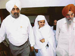 SGPC President Bibi Jagir Kaur enters the District Court Complex in Patiala on Saturday. 
