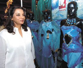 Shabana Azmi at a fashion exhibition, held by the students of J.D. Institute of Fashion Technology, in the Capital