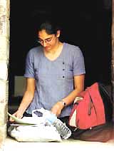 A student filling admission form at St. Stephens College in the Capital on Monday