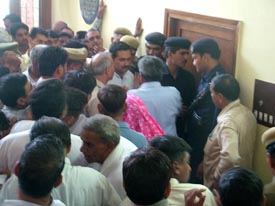 A scene at the PWD Rest House in Hisar during the visit of Chief Minister Bhupinder Singh Hooda on Monday