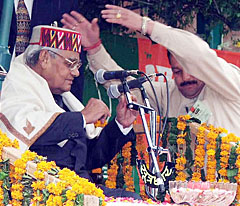 Former Prime Minister Atal Bihari Vajpayee being honoured at Prini on Monday.