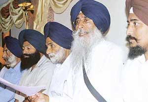 The President of the Akali Dal (A), Mr Simranjit Singh Mann, addresses a press conference in Jalandhar.