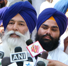 Mr Didar Singh Nalvi, a member of the SGPC from Haryana speaks to mediapersons in Amritsar on Tuesday.