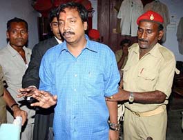 Santosh Jha, multi-crore flood-relief scam accused, in the civil court of Patna on Wednesday.