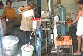 An ice-cream unit and (right) a cold drink bottling unit being run illegally in Panchkula. 